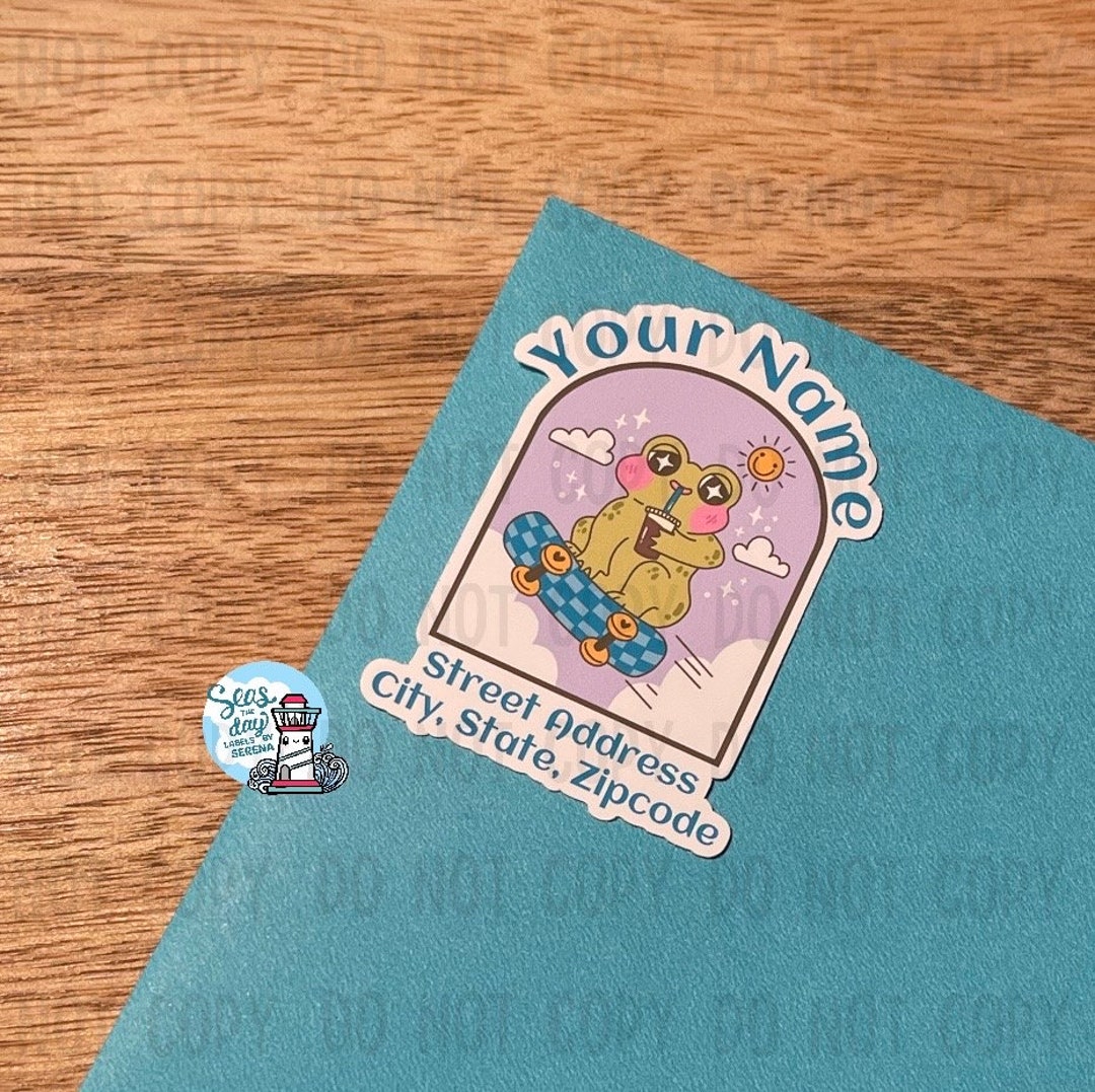 Frog Address Labels, Custom Address Labels, Mushroom, Retro, Frog Gift