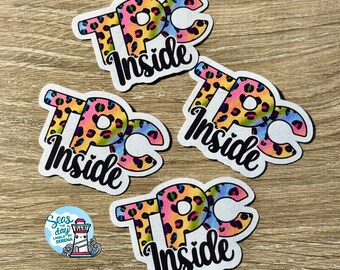 Traveling Postcard inside, traveling postcard sticker, TPC stickers, send more snail mail, happy mail, rainbow, colorful, sticker collector