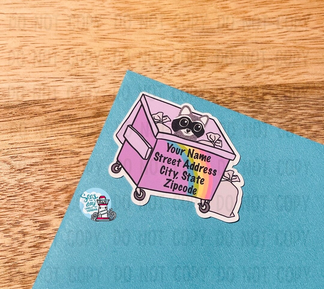 Raccoon Address Label, Stickers, Trashy Animals, Custom Labels ...