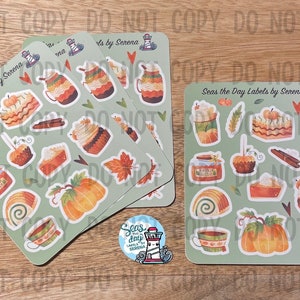 Pumpkin spice, PSL, pumpkin, sticker sheet, fall stickers, pumpkin stickers, pumpkin gift, fall gifts, penpal gifts, sticker collector