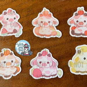 Stickers, cow, fruit, farm, kawaii, penpal, sticker mail, snail mail, best friend, sticker collector, cows, cute cow, planner, crafting