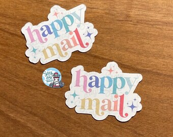 Happy mail, sticker confetti, rainbow, send more snail mail, penpal, letter mail, send more letters
