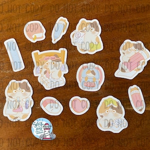 Study cat sticker flakes