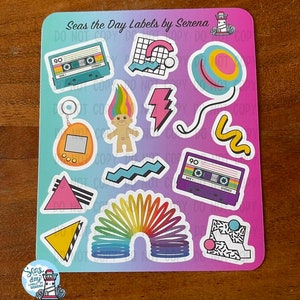All things retro, the good old days, 80s, 90s, sticker sheet