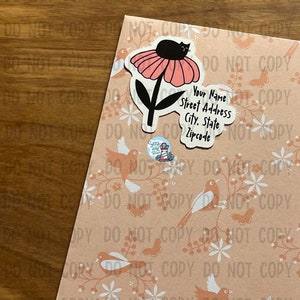 Address label, custom address label, personalized labels, cat, flower, cat lover, cat gift, addy labels, snail mail, send more mail, letters