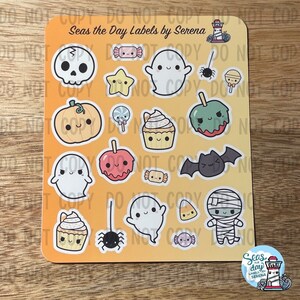 Halloween, black cat, cute and spooky, kawaii stickers, bats, ghosts, candy corn, penpal gifts, sticker collector, planner stickers