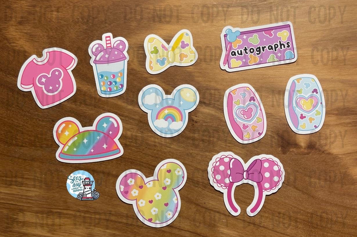 Kawaii Mouse Theme Park Stickers, Mouse Lover Stickers, Gifts for Your ...