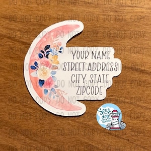 Pink floral moon address labels