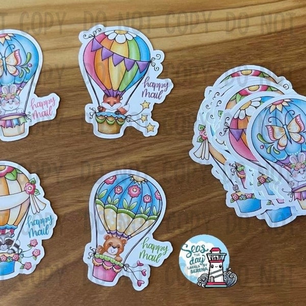 Hot air balloon happy mail sticker flakes