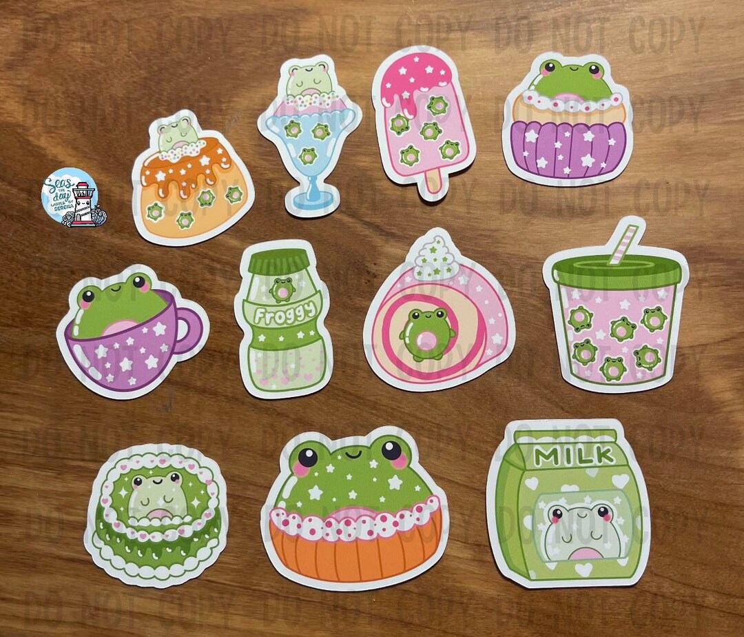Kawaii Frog Dessert Stickers, Frog Stickers, Gifts for Your Sticker Bff ...