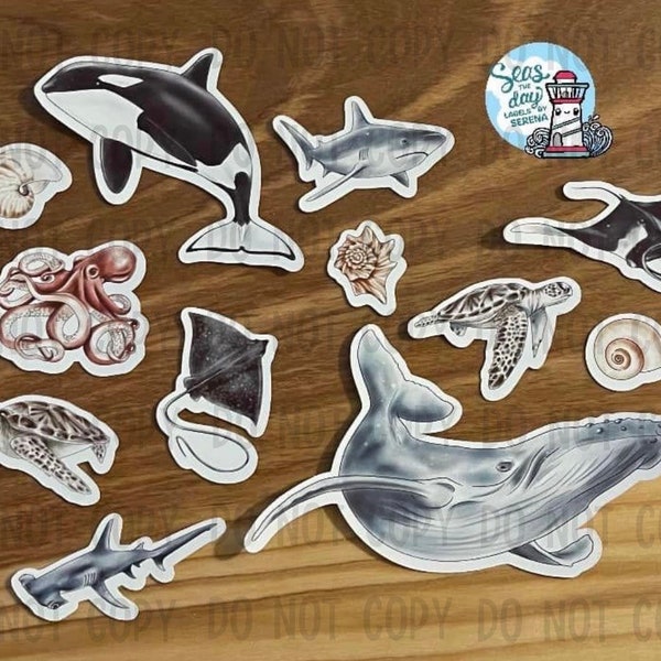 Realistic ocean animal sticker flakes