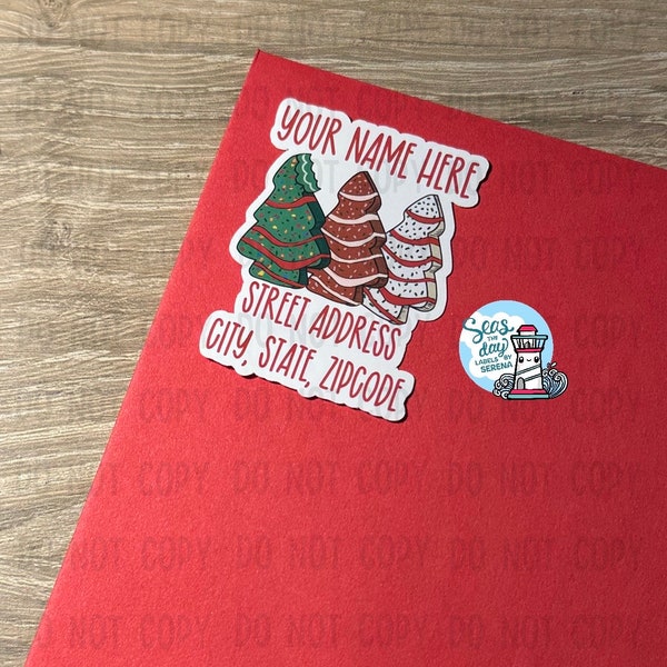 Christmas tree cakes, tree cake, christmas, dessert, tree cake era, holiday, personalized address labels, holiday cards, address labels