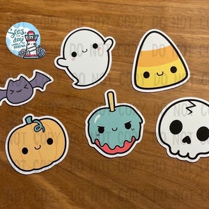 Kawaii, Halloween, cute stickers, kawaii stickers, Kawaii Halloween, pumpkin, bat, candy corn, ghost, sticker gift, halloween stickers, cute