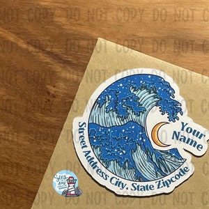 Great wave address labels, ocean wave stickers, ocean lover gift, beach lover gift, personalized address label, custom address labels,
