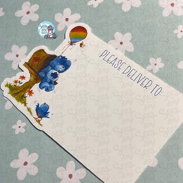 Blue Cloud Bear, Please deliver to, deliver to, sticker flakes, happy mail, sticker collector, penpal gifts, best friend gifts, stationary