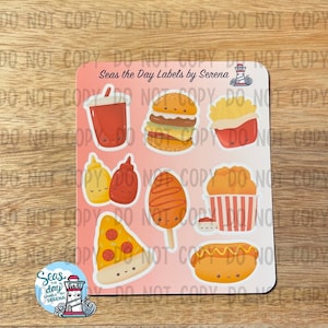 Kawaii fast food, fast food, snacks, junk food, sticker sheet, kawaii, cute stickers, penpal stickers, sticker collector, sticker gifts