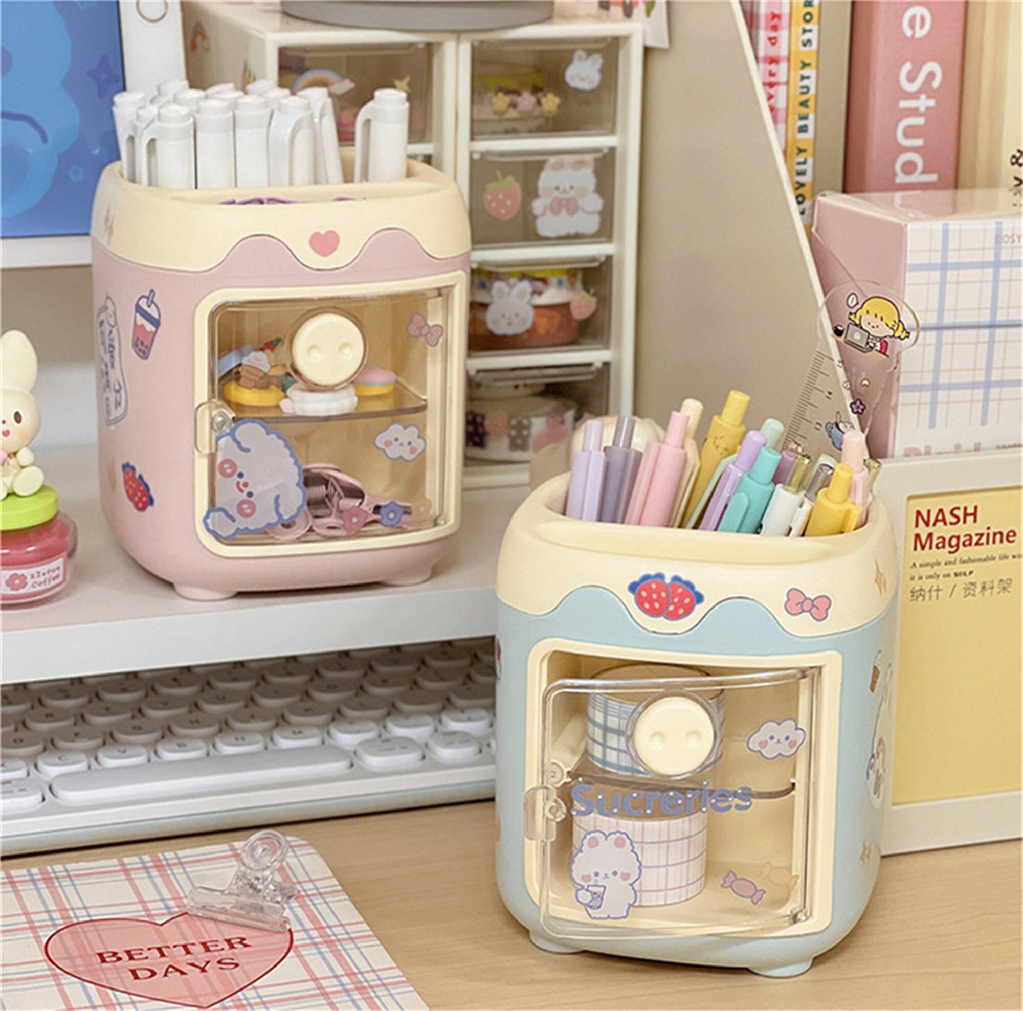 Kawaii Cute Storage Stationery Holder Cosmetic Pen Storage Etsy