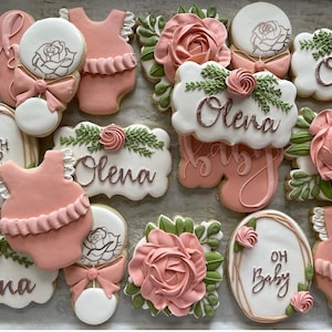 Floral Baby Shower Cookies, Floral Shower, Floral Baby Shower, Sunflower Baby Shower, Custom Cookies