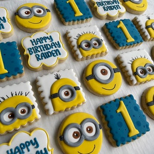 Minion Cookies, Despicable me cookies, minions, decorated Cookies, minion birthday