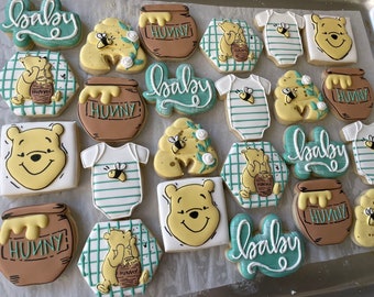 Vintage Winnie the Pooh cookies, Winnie the Pooh baby shower cookies, Pooh birthday cookies, Pooh bear cookies, Winnie the Pooh Baby Shower