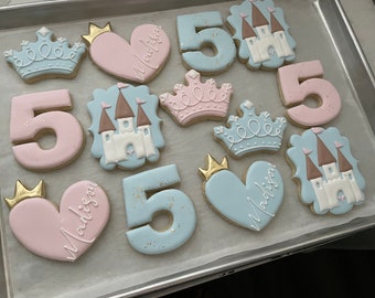 Princess Birthday Cookies, Princess Cookies, Castle Cookies