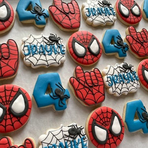 Spider-Man Cookies, Spidey Cookies, Spider Cookies, Spidey Birthday Cookies, Spider-Man Birthday