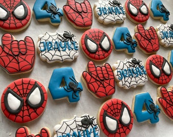 Spider-Man Cookies, Spidey Cookies, Spider Cookies, Spidey Birthday Cookies, Spider-Man Birthday