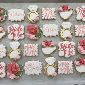 Bridal Shower Cookies, floral bridal shower cookies, floral cookies, wedding shower, bridal shower, cookie favors