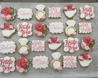 Bridal Shower Cookies, floral bridal shower cookies, floral cookies, wedding shower, bridal shower, cookie favors