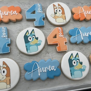B L U E Y Cookies, Dog family cookies, BINGO cookies, Dog Cartoon, Dog Cookies