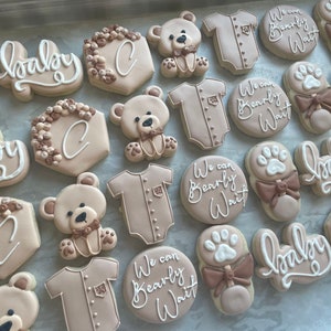 We Can Bearly Wait Baby Shower Cookies, Teddy Bear Baby Shower Cookies, Bear Shower, Baby Shower Cookies, We Can Bearly Wait Cookies