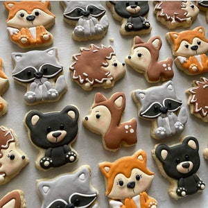 Woodland Animals, Woodland Animal Cookies, Baby Woodland Animal Cookies, Woodland Baby Shower, Baby shower cookies, bear, raccoon, deer