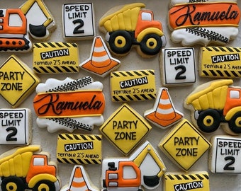 Construction Birthday Cookies, Construction Theme Cookies, Excavator Cookies, Big Truck Cookies, Construction Cookies