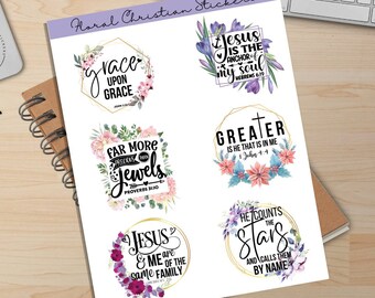 Bible Stickers, Religious Stickers, Computer Stickers, Bible Journaling Sticker Sheet, Christian Sticker, Scripture Sticker, Floral Stickers