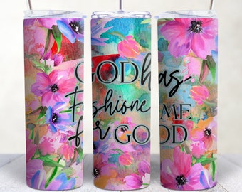 Gott hat mich für immer gestaltet, christliches Tumbler-Design, Skinny Tumbler Png-Bild, Inspirational Quote Tumbler File, Floral Tumbler Bild