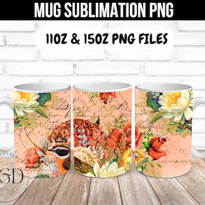 Coffee Mug Wrap, Mug Wrap Sublimation, Mug Wrap, Coffee Mug Designs, Flower Mug Wrap, Sublimation Wraps, Floral Coffee Mug, 11oz Mug Wrap,