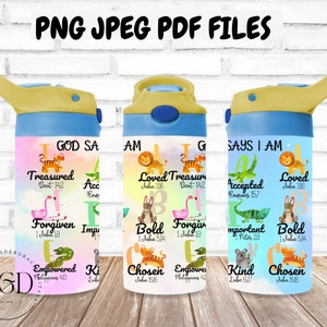 Sublimation Cup Wrap, Scripture Png, Flip Top Tumbler Png, Bible Verse Png, Tumbler Wrap Png, Kids Sippy Cup, 12 oz Sippy Tumbler Wrap