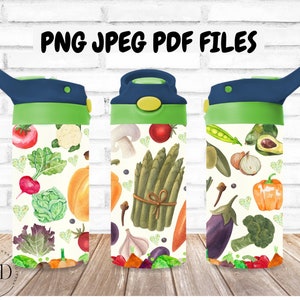 Kids Sippy Cup Png, Vegetables, Sippy Cup Wrap, Skinny Tumbler Png, Vegetable Tumbler, Sippy Cup Sublimation Designs, Kid Flip Top Tumbler