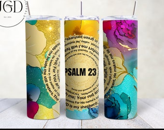 Psalm 23 Becher Wrap, Bibel Vers Becher Wrap, Christlicher Becher PNG, Schrift-Design-Vorlage, Glaube-inspirierte digitale Downloads