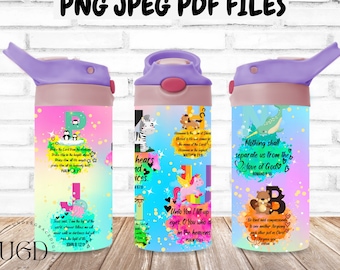Sippy Sup Wrap, Bible Verse Tumbler Wrap, Sublimation Png, Christian Png, Kids Sippy Cup Png, Animal Tumbler Wrap, Kid Tumbler Png