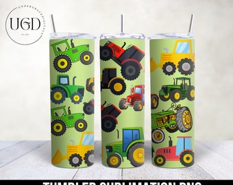 Tractor Skinny Tumbler Wrap, Sublimation Design, Tumbler Png, Digital Download, Tractors Png, 20oz Tumbler Sublimation Design