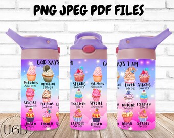 Cupcake Png, Gott sagt, ich bin Png, Bibel-Vers-Png, Ich bin freundlich, Schrift-Png, Sublimations-Cup-Wrap, Kinder-Becher-Png, Bibel-Png, Becher-Png