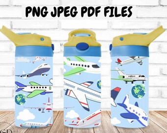 Sippy Cup Sublimation, Airplane Tumbler Wrap, Sippy Cup Png, 12oz Flip Top Tumbler Wrap, Sippy Cup Sublimation Designs, Kids Sippy Cup Png