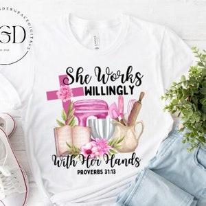 Schrift Png, sie arbeitet bereitwillig mit ihren Händen, Sprüche 31 13, Bibelvers Png, Christliche Designs, Bibel Png, Aquarell Png