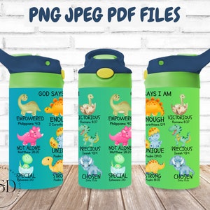 Christian Png, God Says I Am Png, Dinosaur Flip Top Tumbler Wrap, Sublimation Png, Dinosaur Png, Scripture Tumbler Wrap, 12 Oz Tumbler Png,
