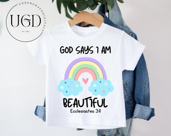 I Am Beautiful Png, God Says I Am Png, Scripture Png, Bible Verse Png, Rainbow Png, Religious Png, Christian Png, Watercolor Png