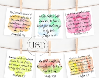 Scripture Cards, Watercolor Scripture Cards, Set Of 12, Bible Verse Cards, Christian Cards, Memory Verse Cards, Scripture Card Set