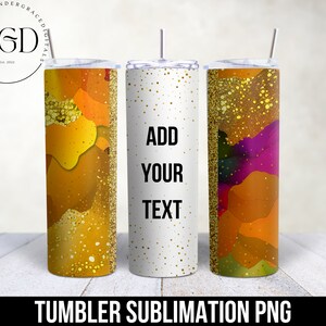 Voeg je tekst toe, aanpasbare Tumbler Wrap Creations, sublimatieontwerpen, Gold Glitter Tumbler Png, Skinny Tumbler Wrap Design
