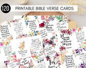 120 Inspirational Bible Verse Cards, Prayer Board Cards | Vision Board | Printable Scripture | Flower Watercolor Prayer Cards, Encouraging