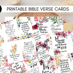 120 cartes versets bibliques inspirantes, cartes tableau de prière | Tableau Vision | Écriture imprimable | Cartes de prière à l'aquarelle de fleurs, encourageantes
